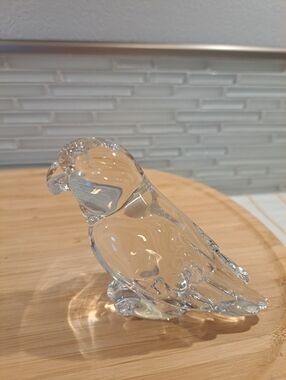 Vtg Princess House Pets 24% Lead Crystal Clear Parrot Bird Paperweight Figure 3”